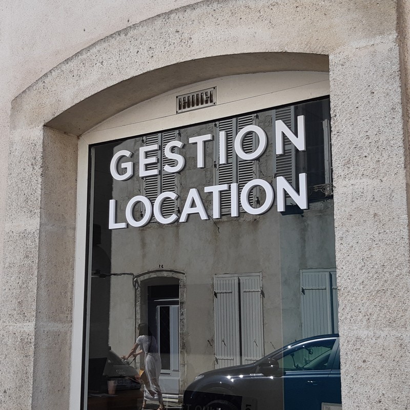 Gestion Location Enseigne PVC blanc brut épaisseur 19 mm