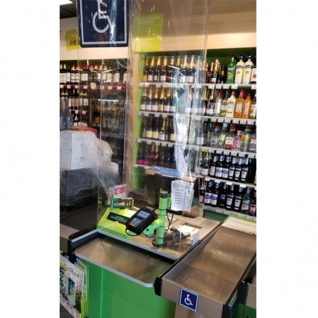 Hygiaphone vitre de protection Plexiglas caisses pour personnes à mobilité réduite de Carrefour City Hygiaphone vitre de protection Plexiglas caisses pour personnes à mobilité réduite de Carrefour City