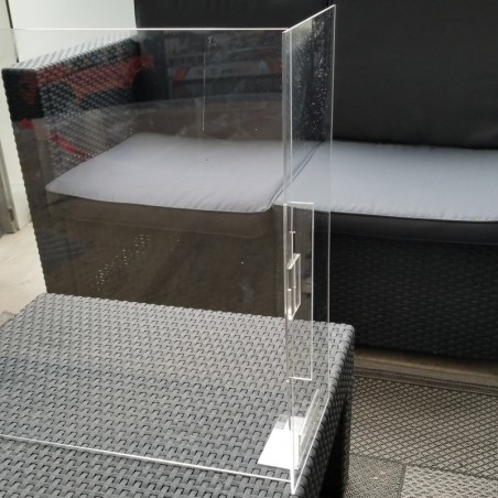 Hygiaphone vitre de protection plexiglas avec rabats de chaque côtés amovibles Hygiaphone vitre de protection plexiglas avec rabats de chaque côtés amovibles