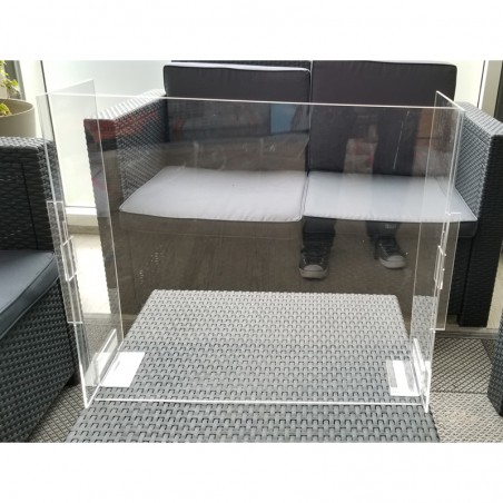 Hygiaphone vitre de protection plexiglas avec rabats de chaque côtés amovibles Hygiaphone vitre de protection plexiglas avec rabats de chaque côtés amovibles