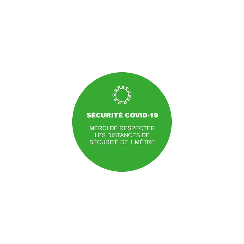 Sticker rond marquage au sol "Sécurité Covid-19"