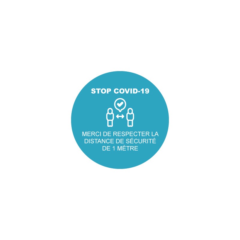Sticker rond marquage au sol "Merci de respecter la distance de sécurité de 1 mètre"