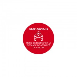 Sticker rond marquage au sol "Merci de respecter la distance de sécurité de 1 mètre"