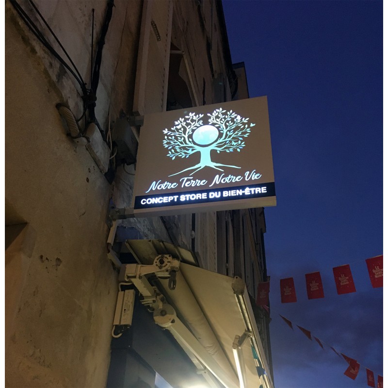 Enseigne Drapeau Lumineuse Carré