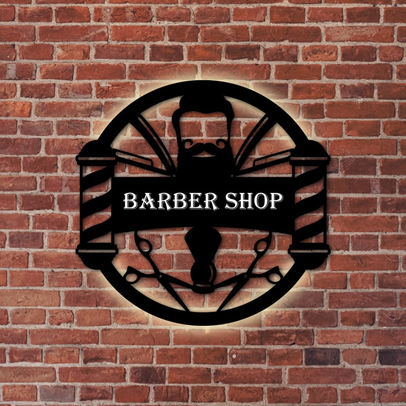 Enseigne barber shop option LED