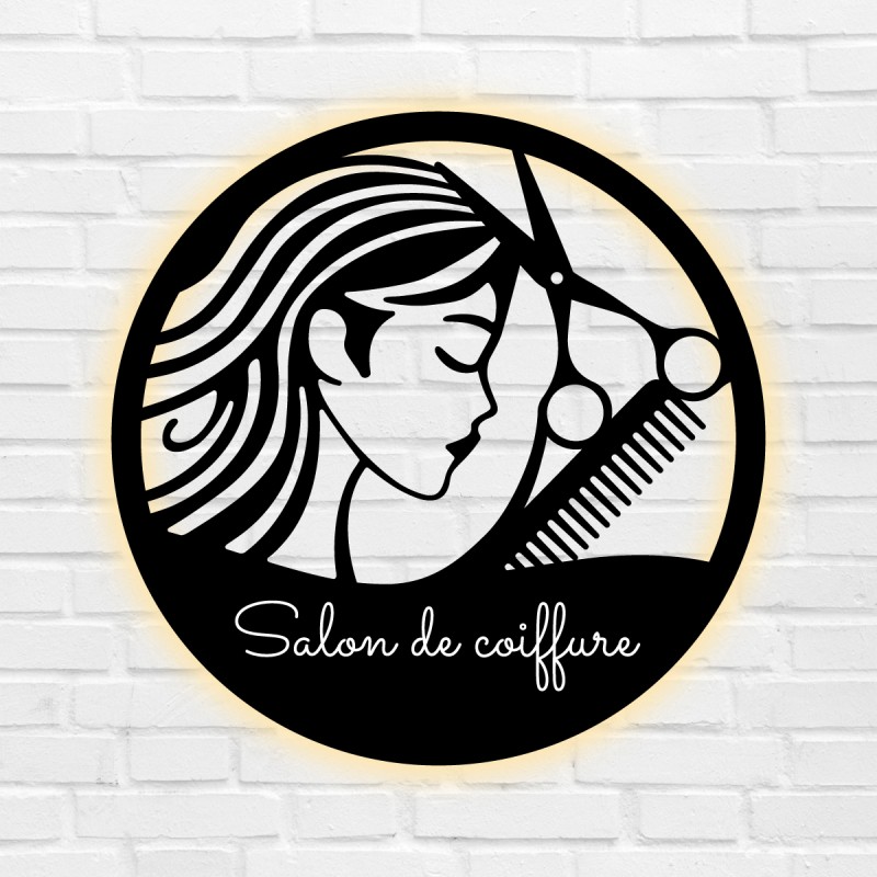Enseigne Salon de coiffure option LED