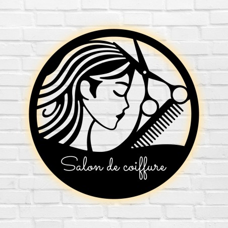 Enseigne Salon de coiffure option LED